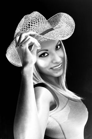 black&white cowgirlの写真素材