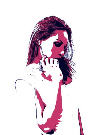 listening to music- pop artの写真素材