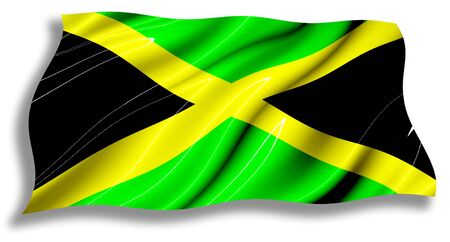 Jamaica shiny waving Flagの写真素材