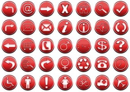 Red  Icon Set- Outline Circleの写真素材
