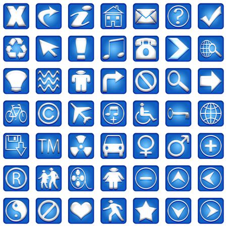 Blue Square Icons Set Part 1の写真素材