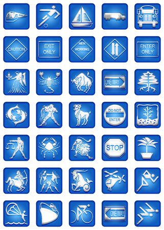 Blue Square Icons Set Part 4の写真素材