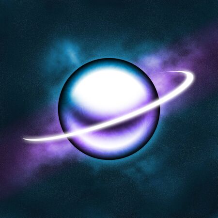 purple blue glowing planetの写真素材