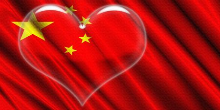 China Flag Crystal Heartのeditorial素材