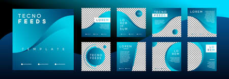 Set of Editable technology square banner template. feeds social media modern style.のイラスト素材