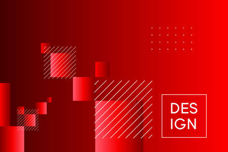 Red background with abstract rectangle geometric shapes modern element.のイラスト素材