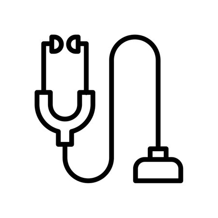 stethoscope icon vector with outline style isolated on white background. Vector illustration air flow sign symbol icon concept for medical, doctor, web, apps, technology and projectのイラスト素材