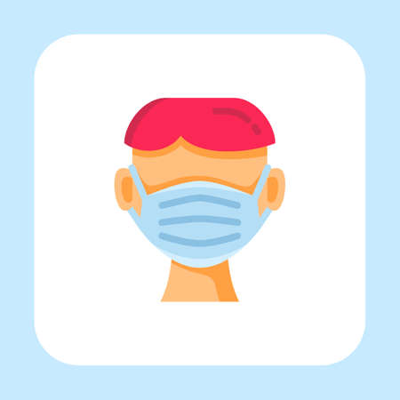 Man wearing a mask icon vector with flat color style isolated on white background. Vector illustration head sign symbol icon concept for medical, covid-19, web, apps, technology and projectのイラスト素材
