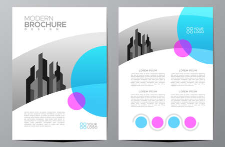 Flyer brochure design, business cover size A4 template, geometric circle blue and purple colorのイラスト素材