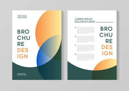Flyer brochure design, business cover size A4 template, geometric circles orange and green colorのイラスト素材