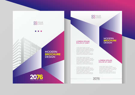 Flyer brochure design, business cover size A4 template, geometric paper purple colorのイラスト素材
