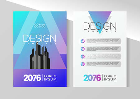 Flyer brochure design, business cover size A4 template, geometric triangle blue colorのイラスト素材