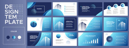 business presentation templates set. Use for business annual report, keynote, brochure design, website slider, landing page, company profileのイラスト素材