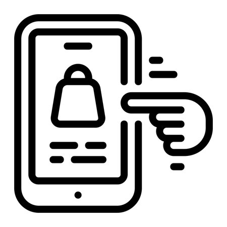 Mobile Shopping Icon Outline Styleのイラスト素材