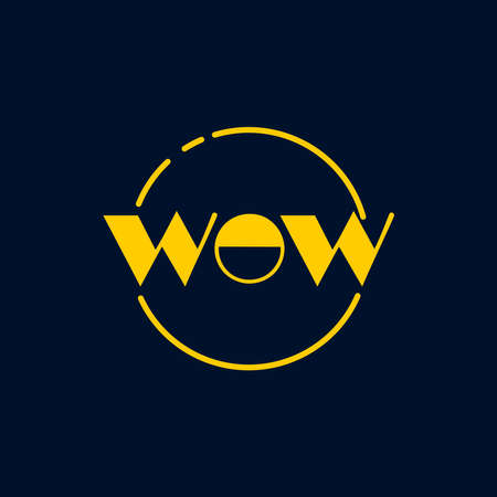 wow custom text yellow on navy backgroundのイラスト素材