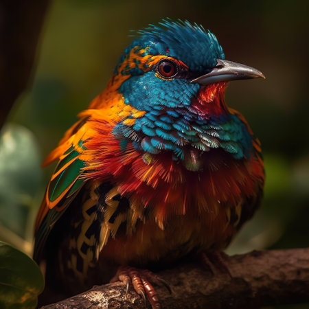 Colorful bird sitting on a branch in the rainforest of Costa Ricaの写真素材