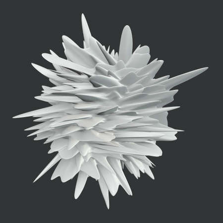 Abstract 3D render - deformed light figure isolated on a gray backgroundの写真素材