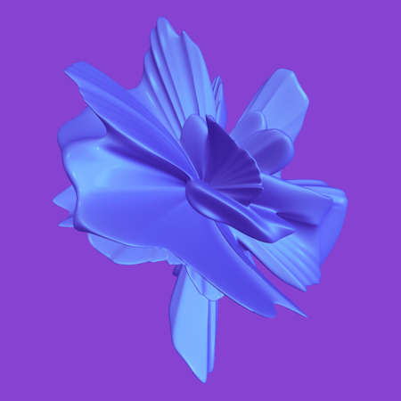 Abstract 3D rendering - deformed blue object, isolated on purple backgroundの写真素材