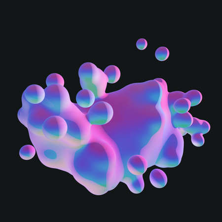 Abstract 3D render - gradient metaball isolated on light backgroundの写真素材