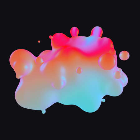 Abstract 3D render - gradient metaball isolated on dark backgroundの写真素材