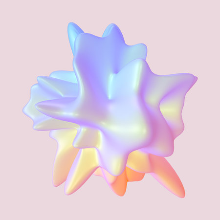 Abstract 3D rendering - deformed gradient object, isolated on light backgroundの写真素材