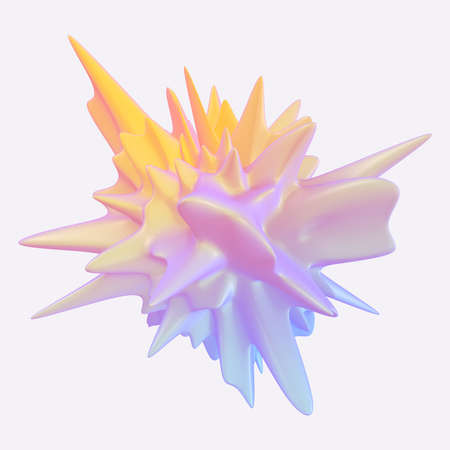 Abstract 3D rendering - deformed gradient object, isolated on light backgroundの写真素材
