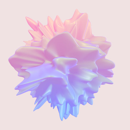 Abstract 3D rendering - deformed gradient object, isolated on light backgroundの写真素材