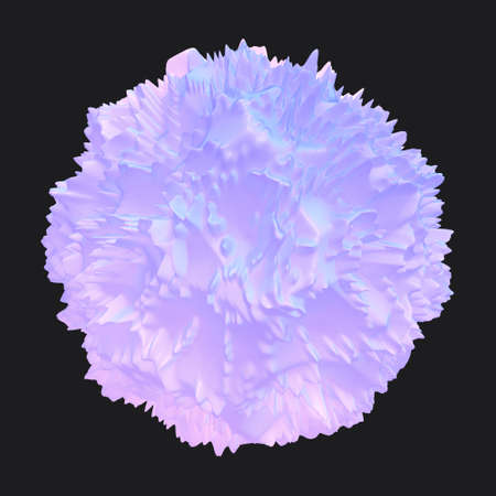 Abstract 3D rendering - deformed gradient object, isolated on dark backgroundの写真素材