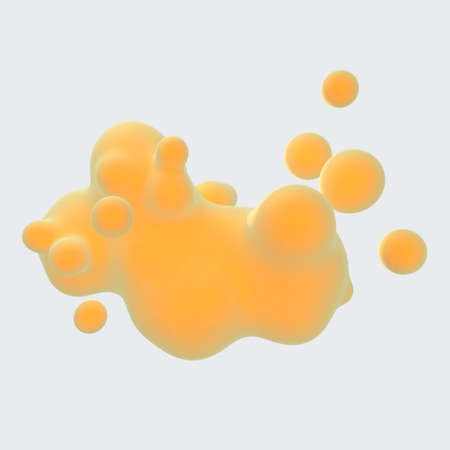 Abstract 3D render - soft yellow metaball isolated on light backgroundの写真素材