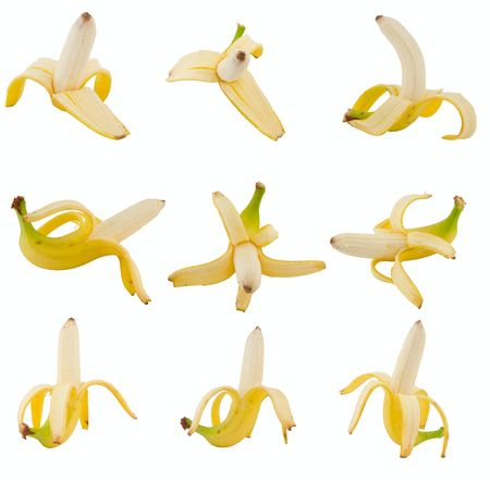 collection of fruits banana isolated on white backgroundの写真素材