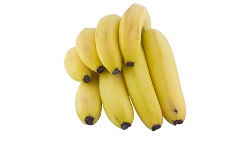 Banana cluster. Isolated over white.の写真素材