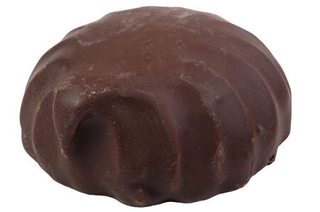 Zephyr in chocolate. Isolated over whiteの写真素材
