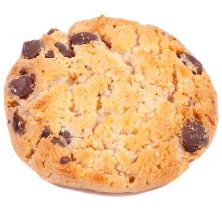 Chocolate Chip Cookies. Isolated over white .の写真素材
