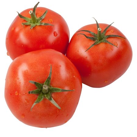 Red tomato . Isolated over white .
の写真素材