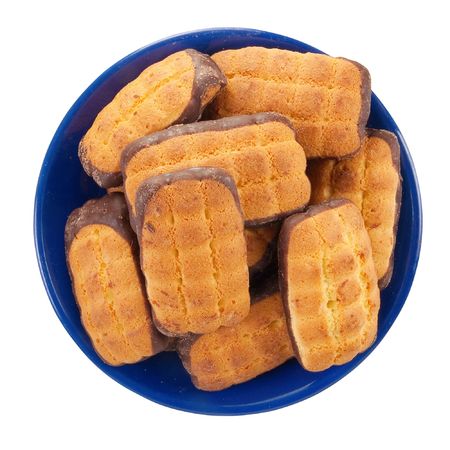 Chocolate Chip Cookies. Isolated over white .の写真素材