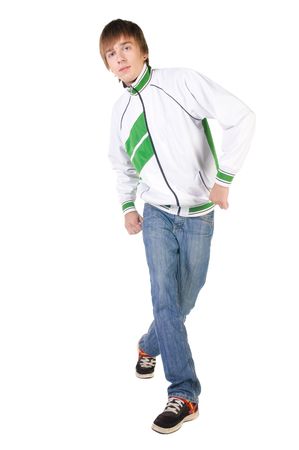 young breakdancer posing. Isolated over white background.
の写真素材