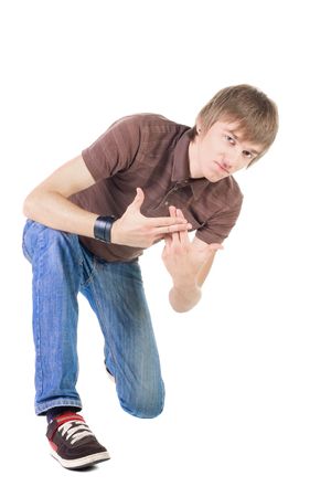 young breakdancer posing. Isolated over white background.
の写真素材