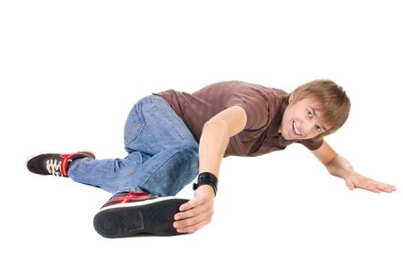 young breakdancer posing. Isolated over white background.
の写真素材