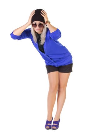 Young beautiful blonde. Isolated over white.
の写真素材