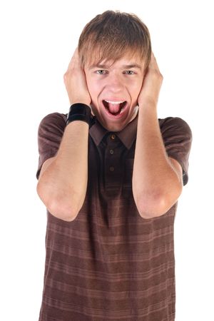  Young man screaming. Isolated on white.
の写真素材