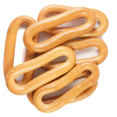 fresh bagels. Isolated over white background .