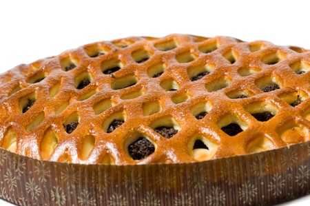 Pie with poppy. Isolated over white .の写真素材