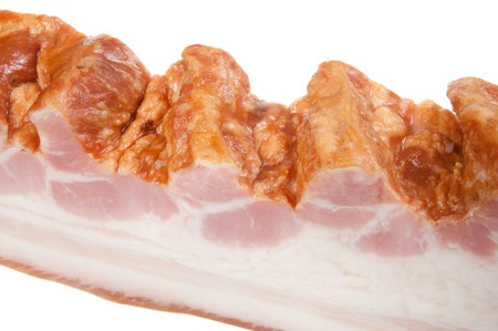 Boiled pork on  bone. Isolated over white .