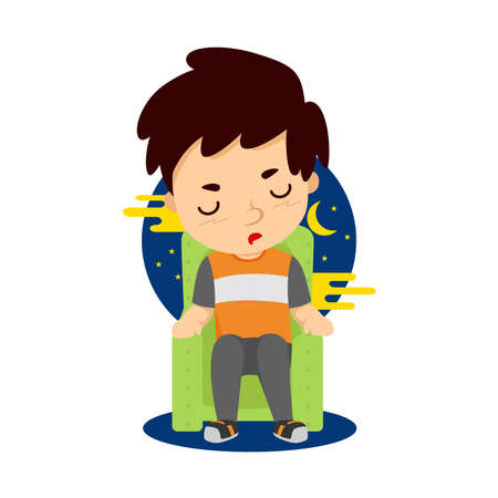 sleeping on the chairのイラスト素材