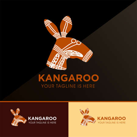 ABORIGINAL KANGAROO ETHNIC ART SYMBOL VECTOR ICON LOGO TEMPLATEのイラスト素材