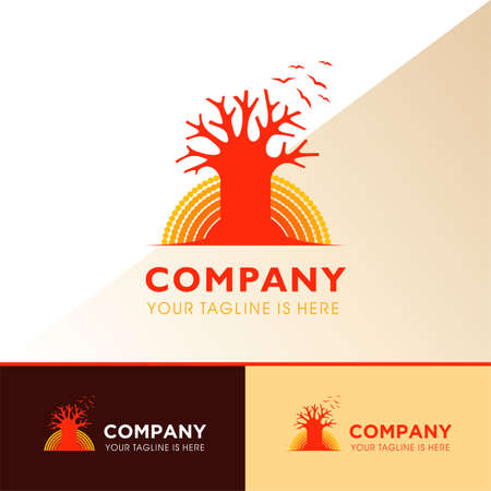 AUSTRALIA BOABAB TREE TRAVEL ADVENTURE SYMBOL VECTOR ICON LOGO TEMPLATEのイラスト素材