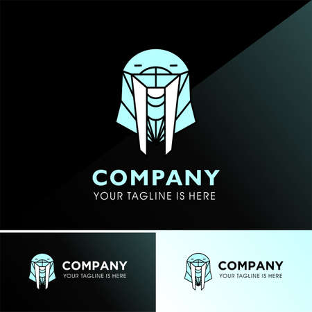 BLUE WALRUS LINE ART SYMBOL VECTOR ICON LOGO TEMPLATEのイラスト素材