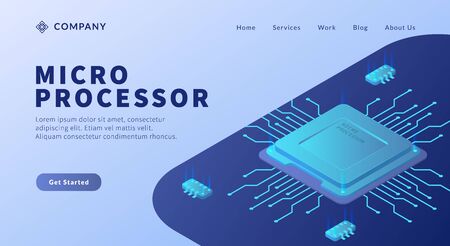 micro processor core with circuit link for website template or landing homepage vectorのイラスト素材