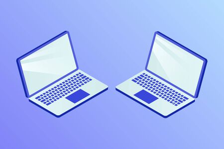 laptop or notebook isolated with side view and isometric style vectorのイラスト素材