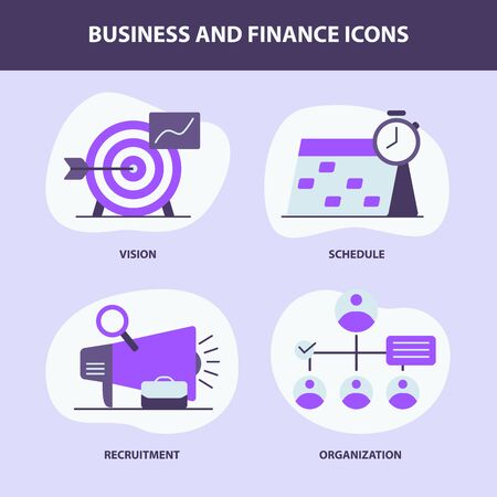 business icon collection with icon presentation graph chart team work and trophy vectorのイラスト素材